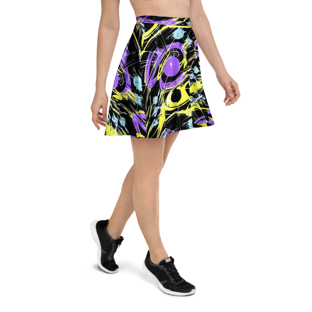 Blacklight Frenzy on Skater Skirt — Right