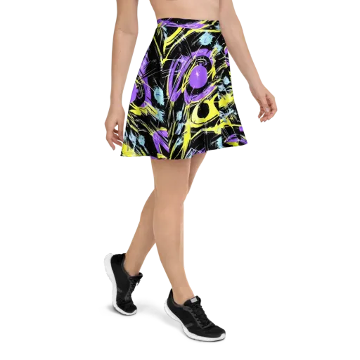 Blacklight Frenzy on a Skater Skirt
