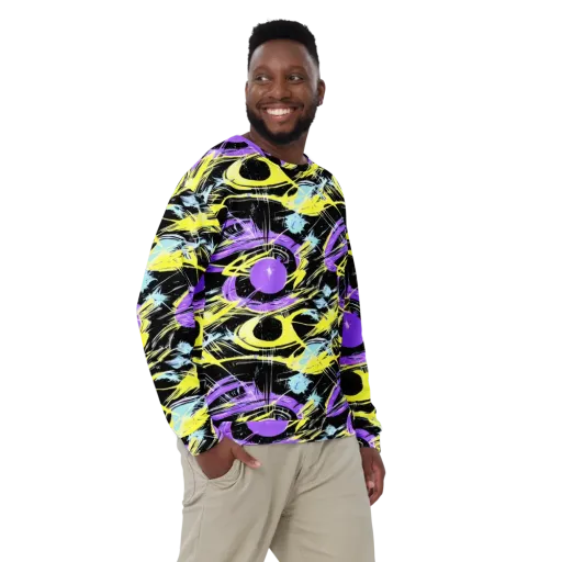 Blacklight Frenzy on a Sweatshirt