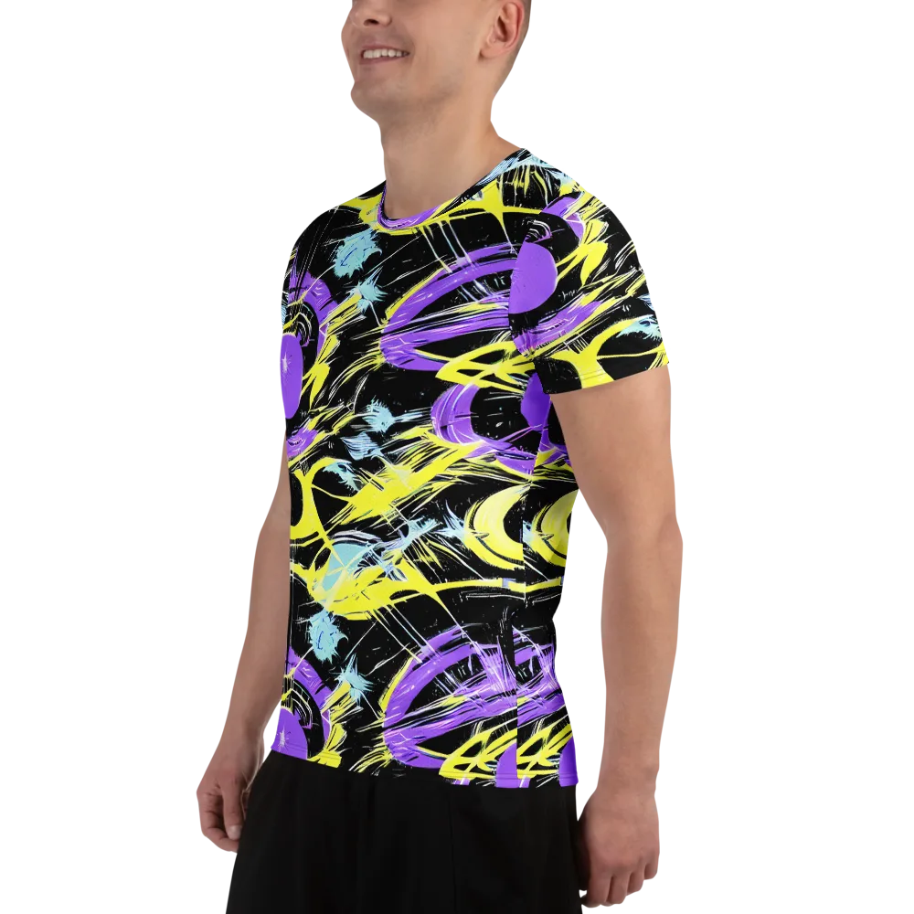 Blacklight Frenzy on Men's Athletic T-Shirt — Left