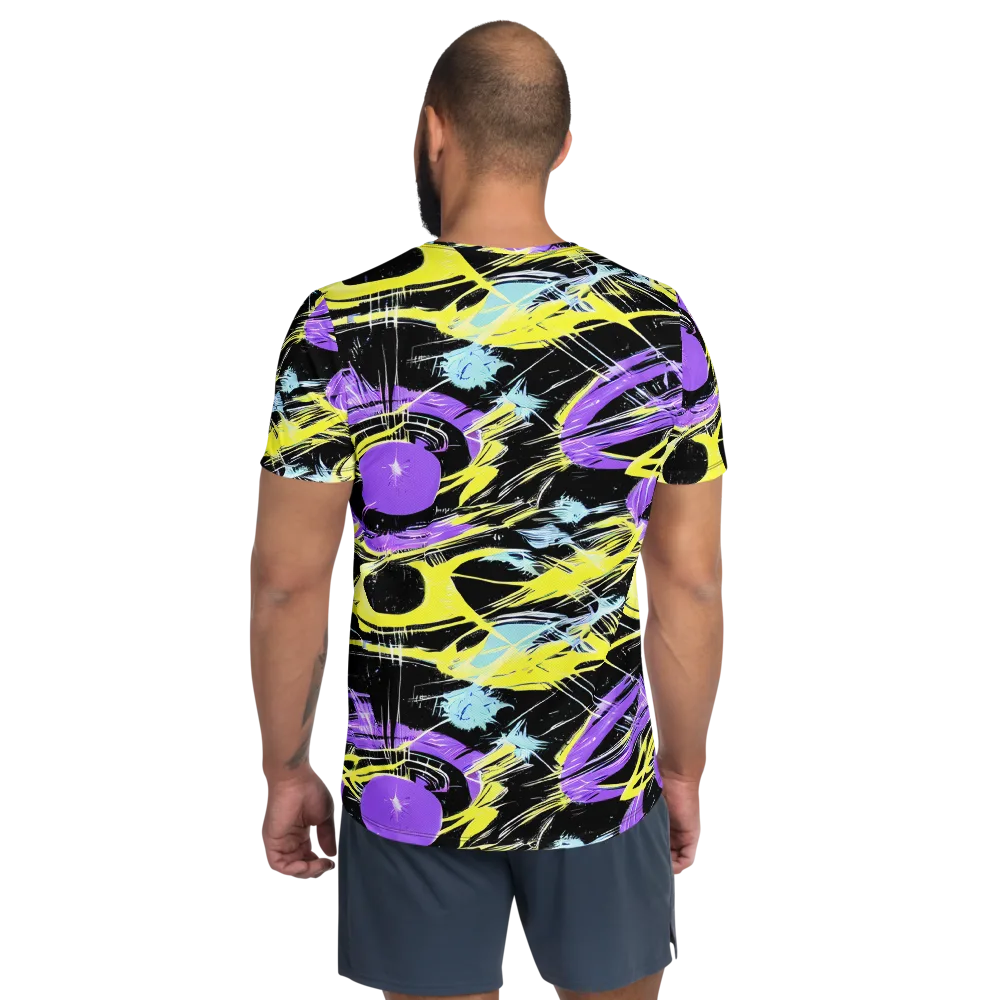 Blacklight Frenzy on Men's Athletic T-Shirt — Back