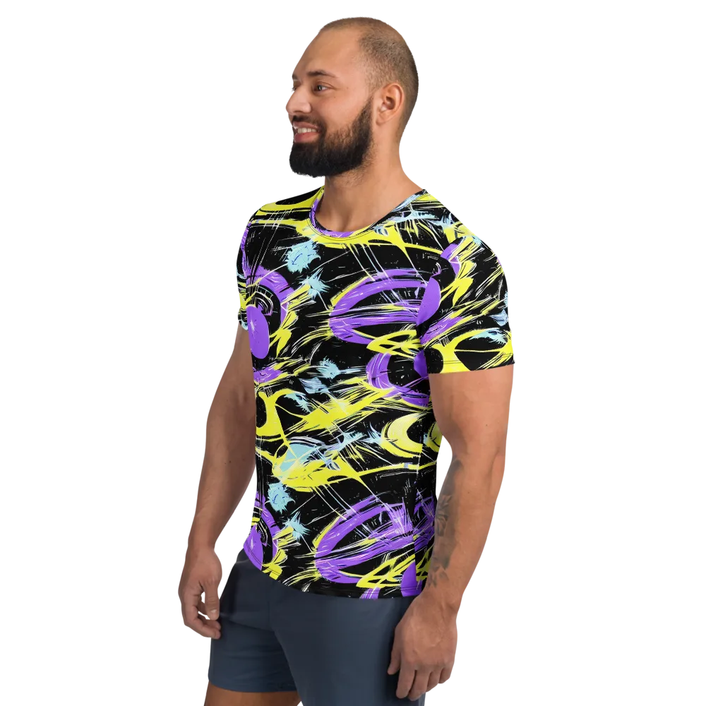 Blacklight Frenzy on Men's Athletic T-Shirt — Left