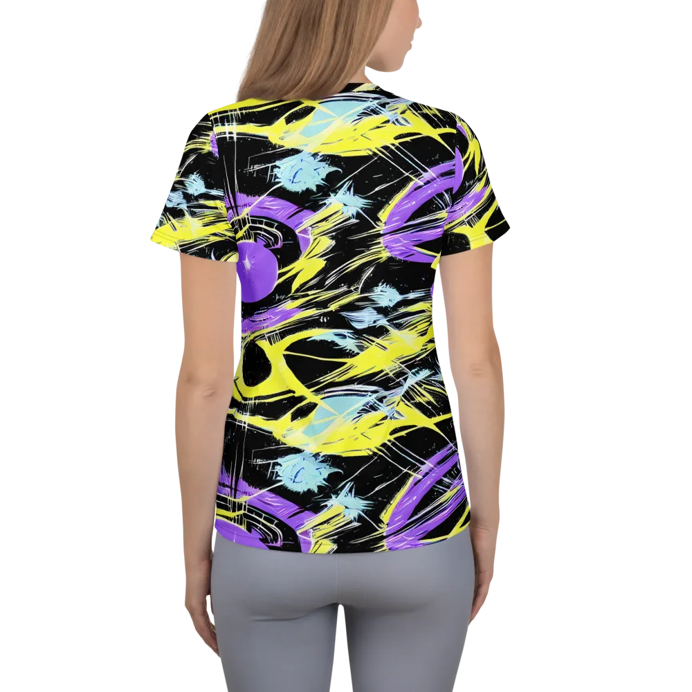 Blacklight Frenzy on Women's Athletic T-Shirt — Back