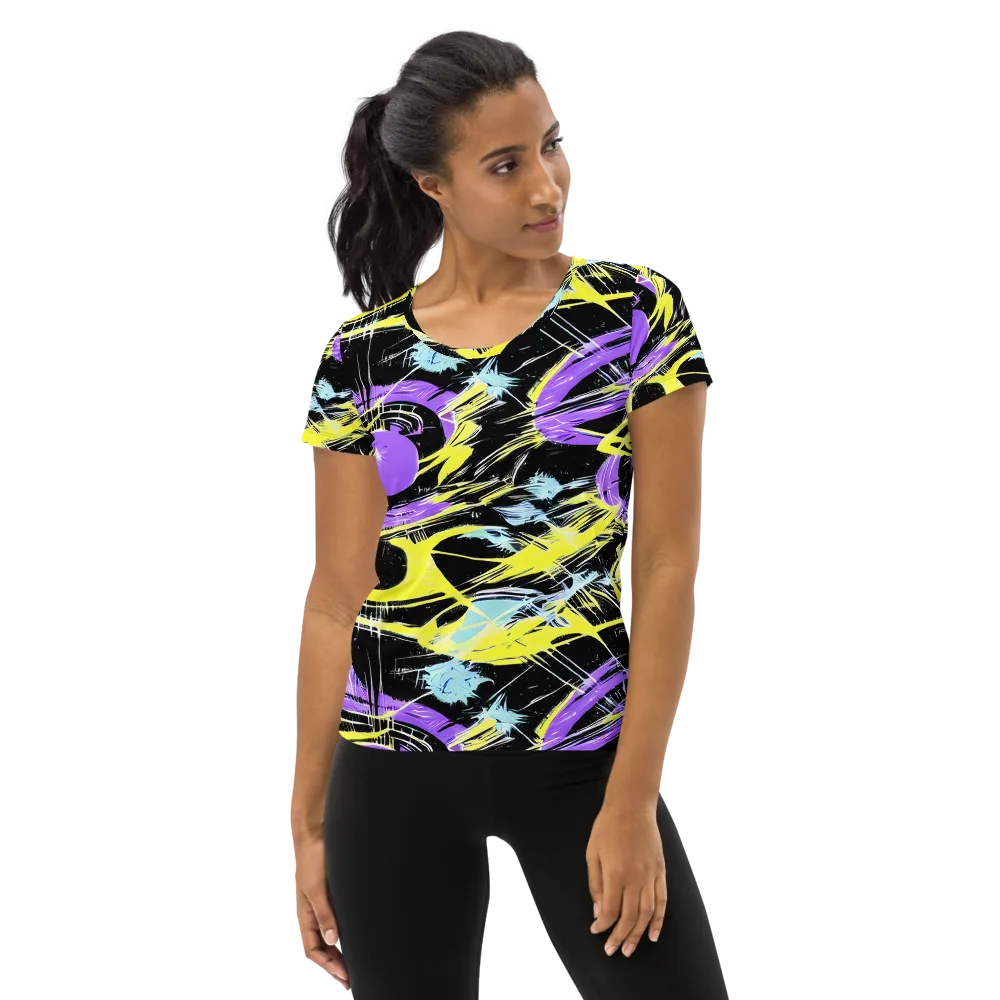 Blacklight Frenzy on Women's Athletic T-Shirt — Front