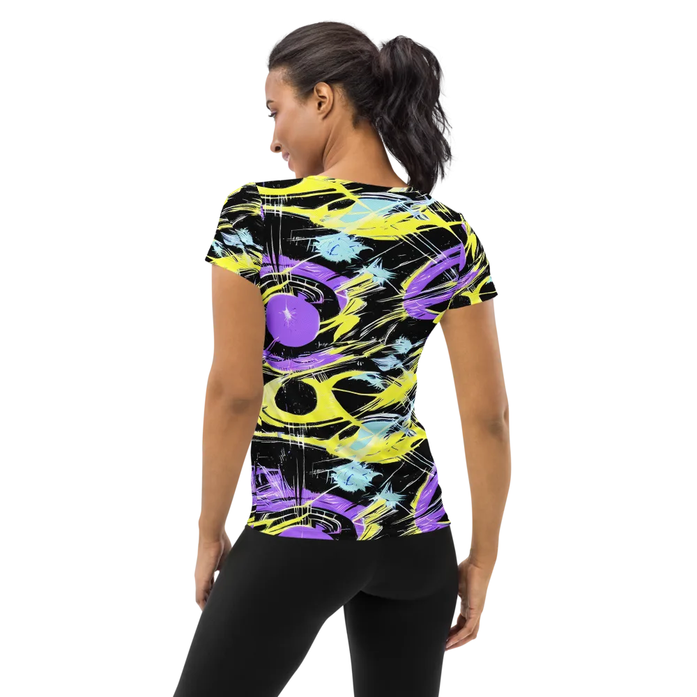 Blacklight Frenzy on Women's Athletic T-Shirt — Back