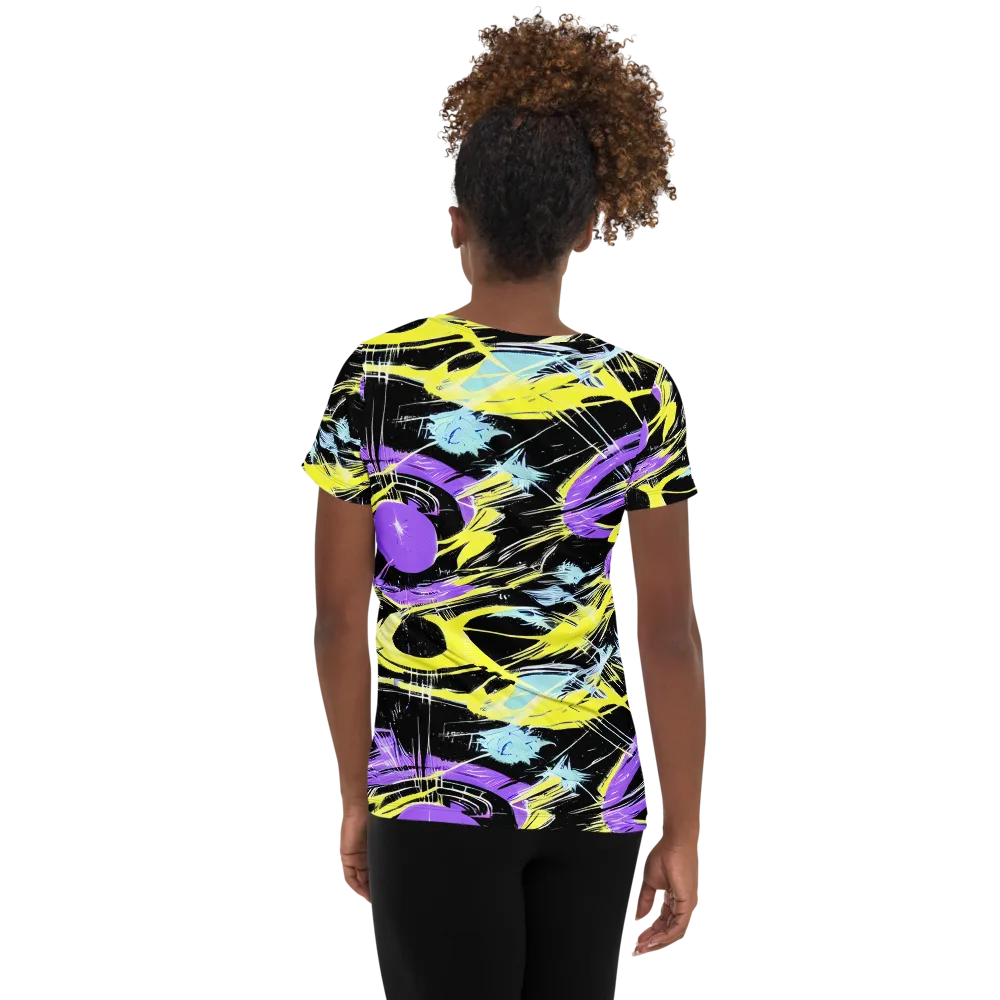 Blacklight Frenzy on Women's Athletic T-Shirt — Back