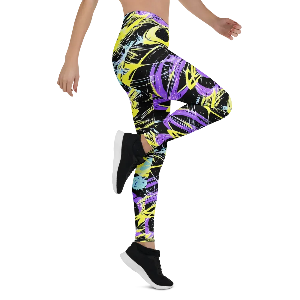 Blacklight Frenzy on Leggings — Right