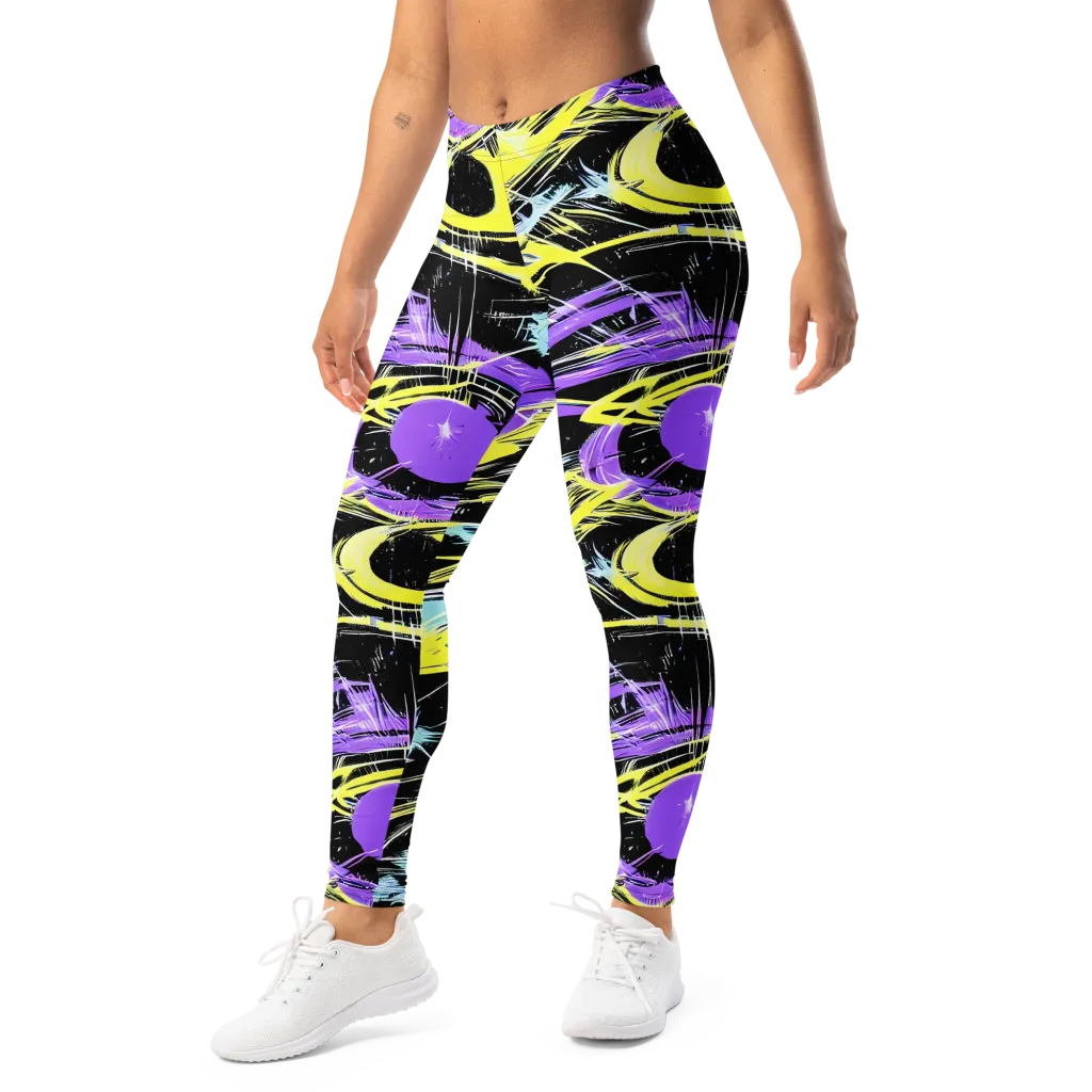 Blacklight Frenzy on Leggings — Left Front