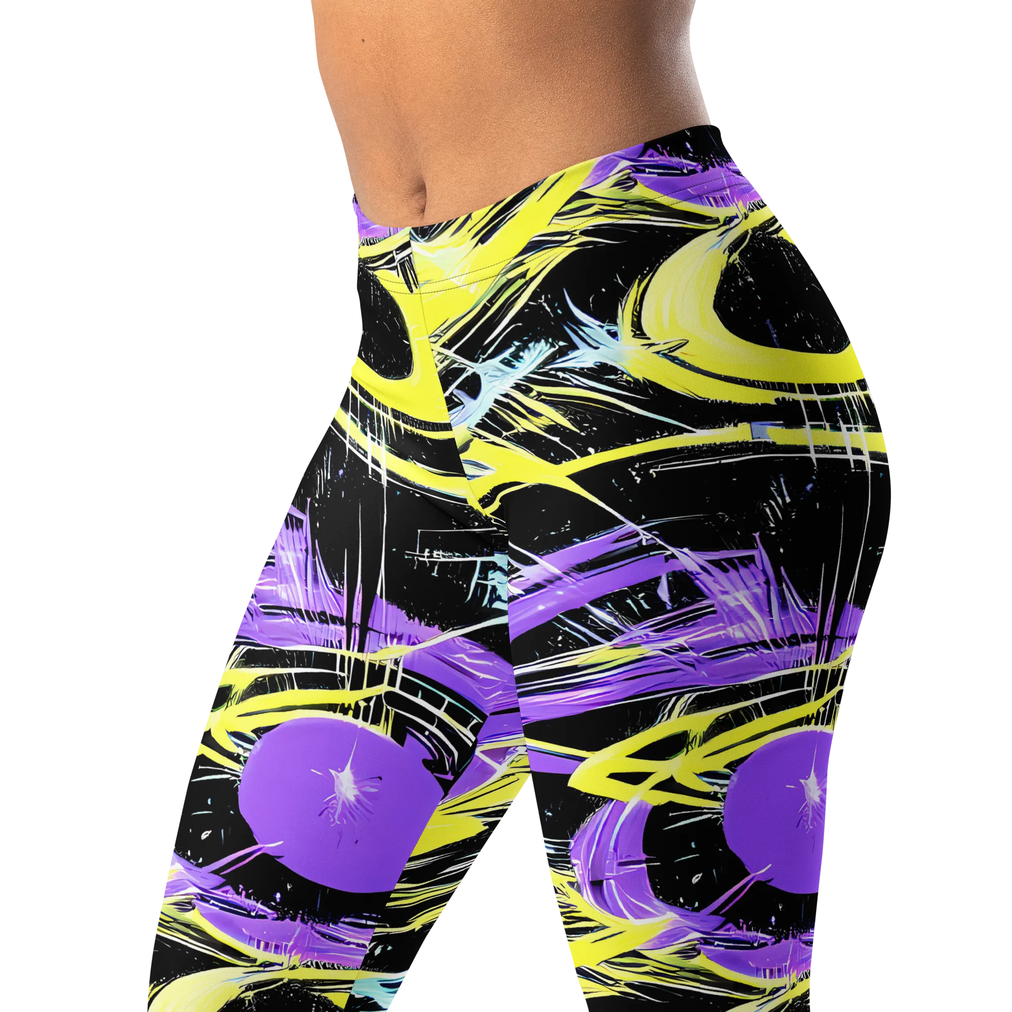 Blacklight Frenzy on Leggings — Left Front