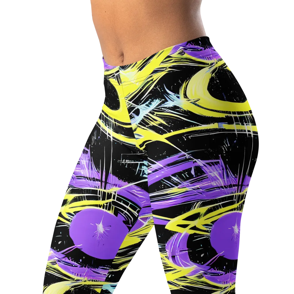 Blacklight Frenzy on Leggings — Left Front