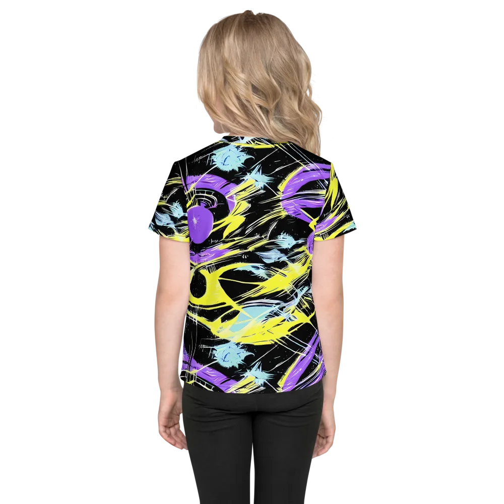 Blacklight Frenzy on Kids Crew Neck T-Shirt — Back