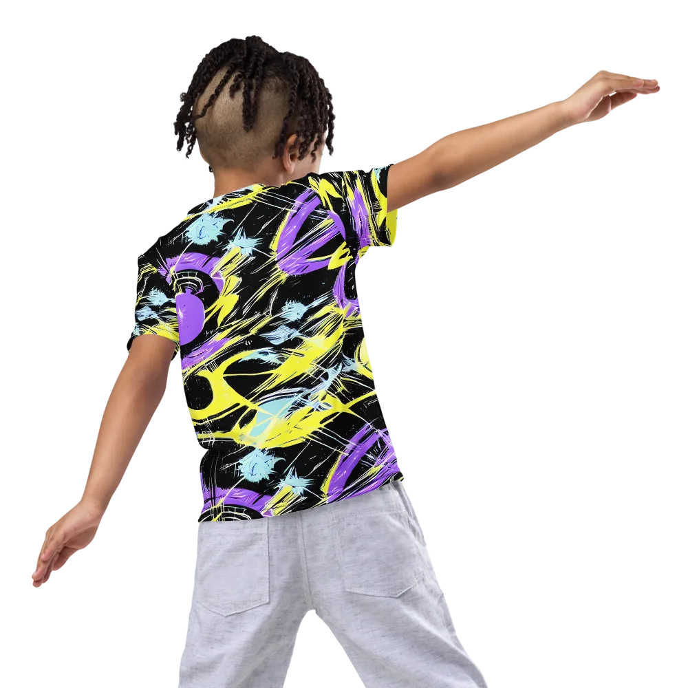 Blacklight Frenzy on Kids Crew Neck T-Shirt — Back