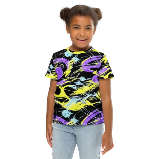 Blacklight Frenzy on a Kids Crew Neck T-Shirt