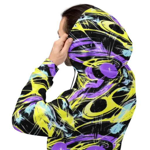 Blacklight Frenzy on a Hoodie