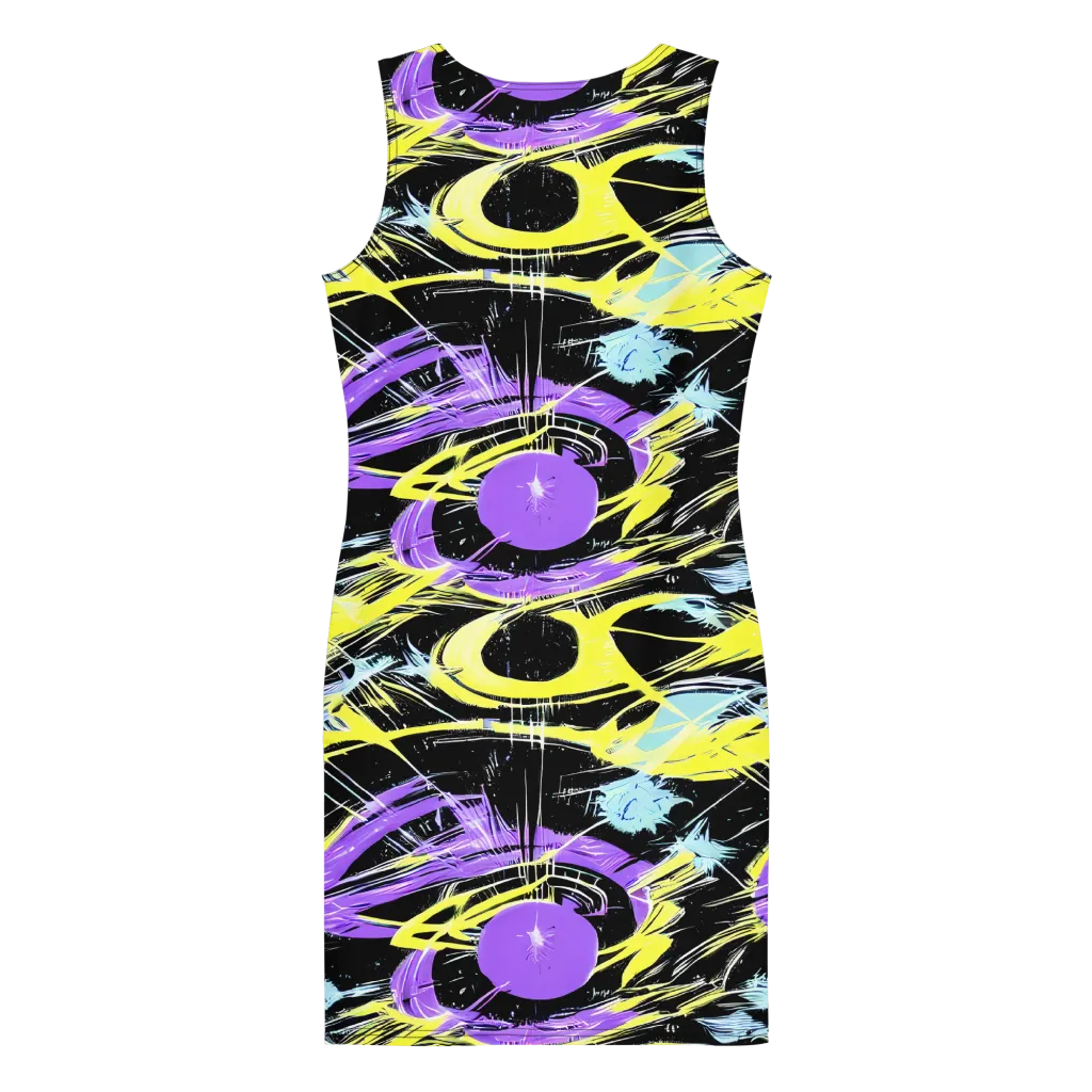 Blacklight Frenzy on Bodycon Dress — Back