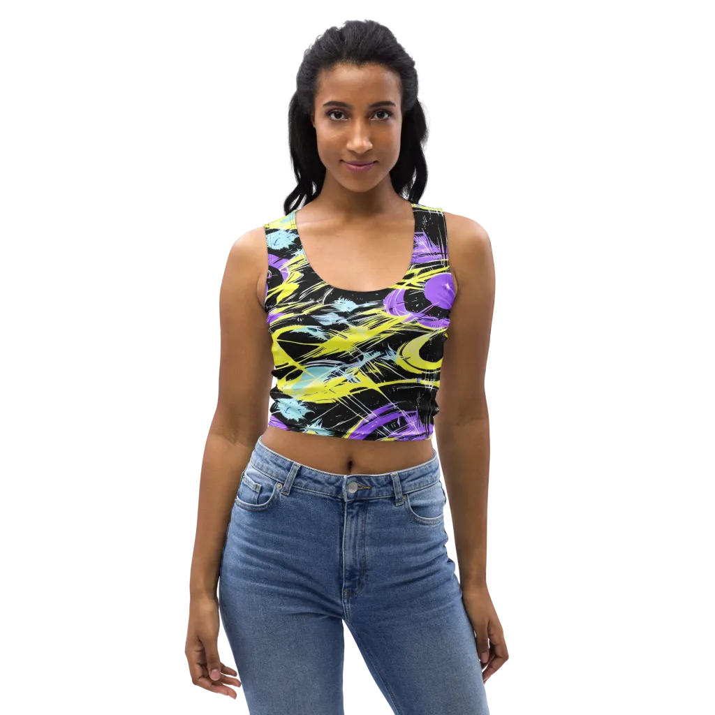 Blacklight Frenzy on Crop Top — Front