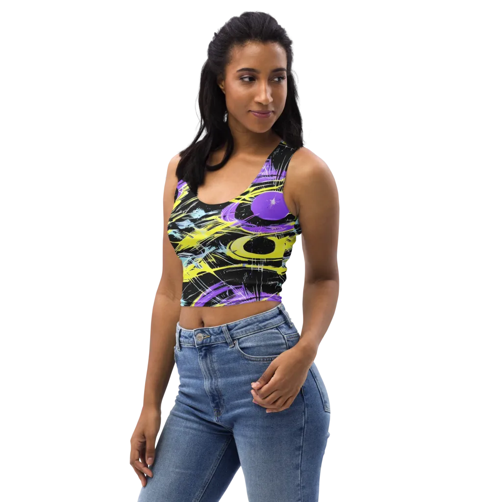 Blacklight Frenzy on Crop Top — Left Front