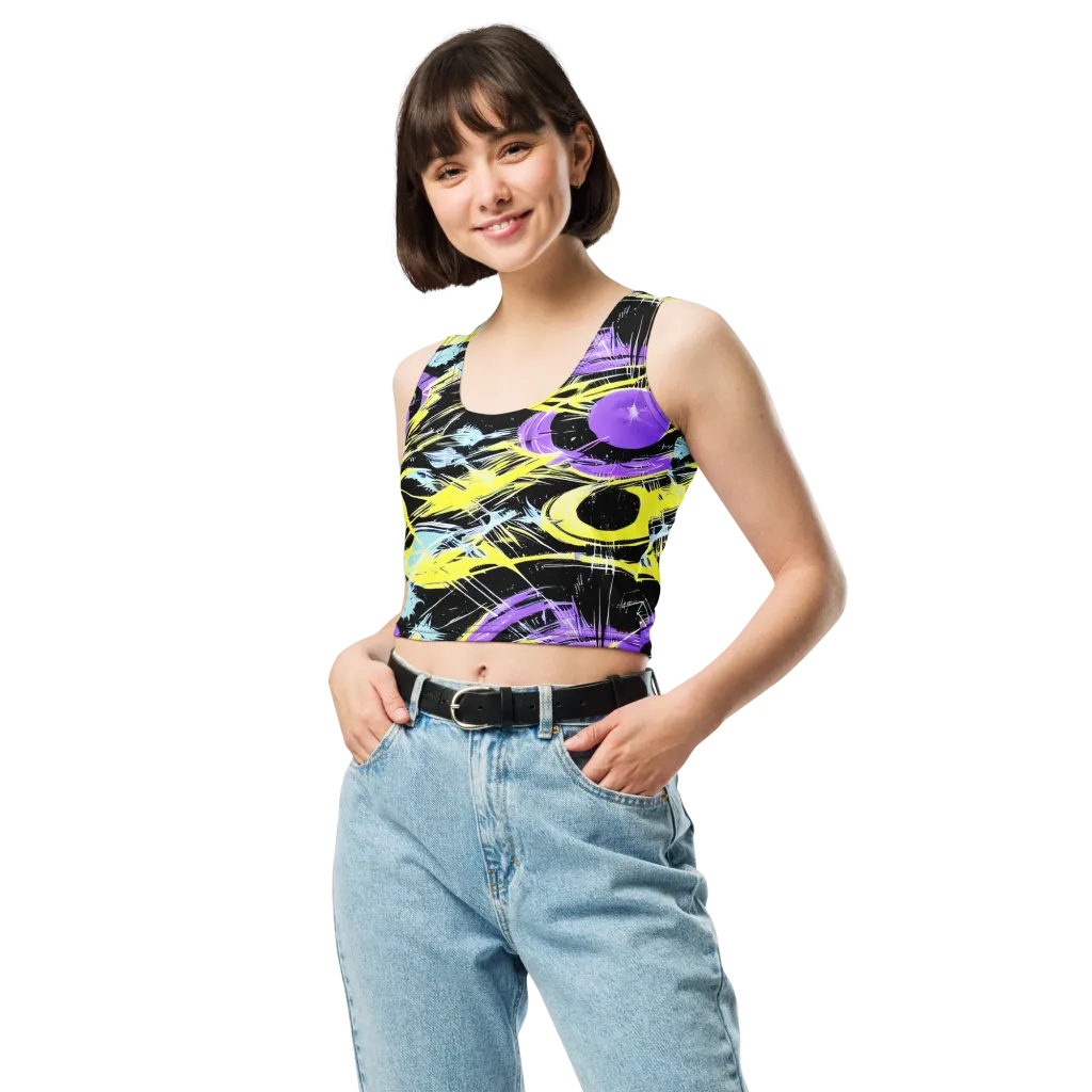 Blacklight Frenzy on Crop Top — Front