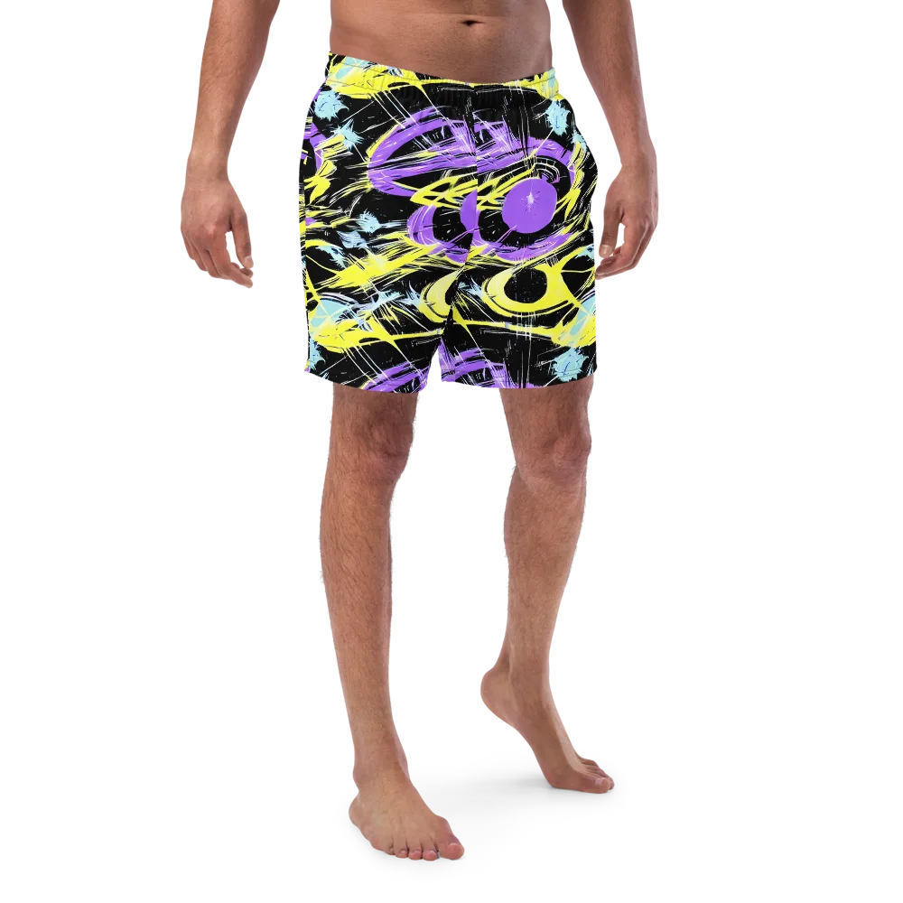Blacklight Frenzy on Swim Trunks — Front