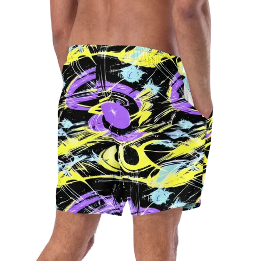 Blacklight Frenzy on a Swim Trunks