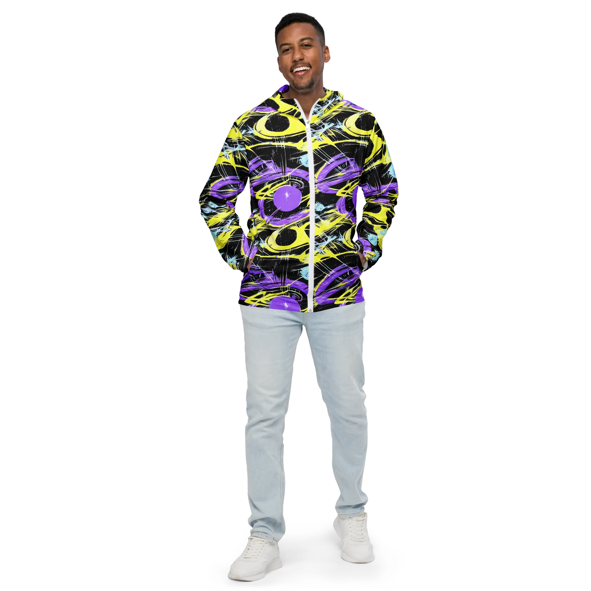 Blacklight Frenzy on Men's Windbreaker — Front