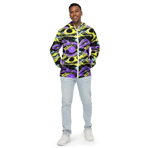 Blacklight Frenzy on a Men's Windbreaker