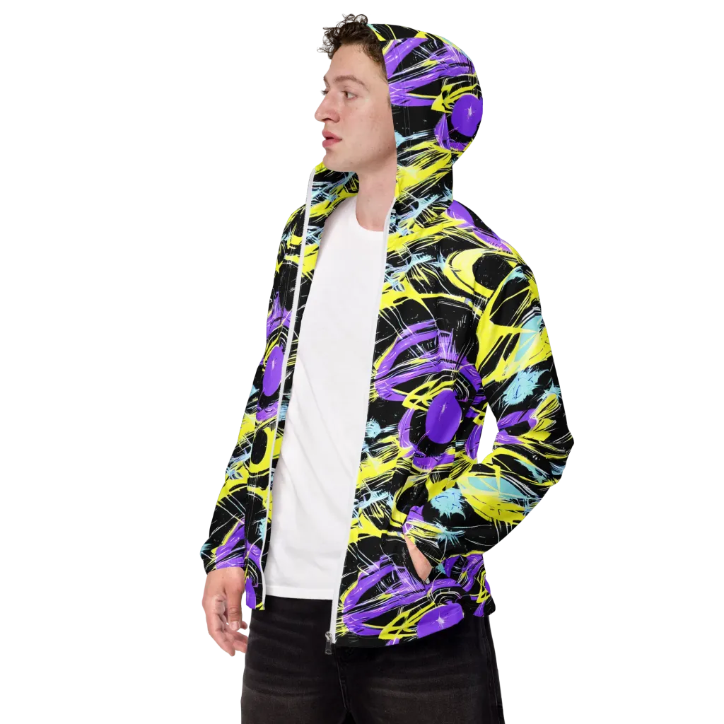 Blacklight Frenzy on Men's Windbreaker — Left Front