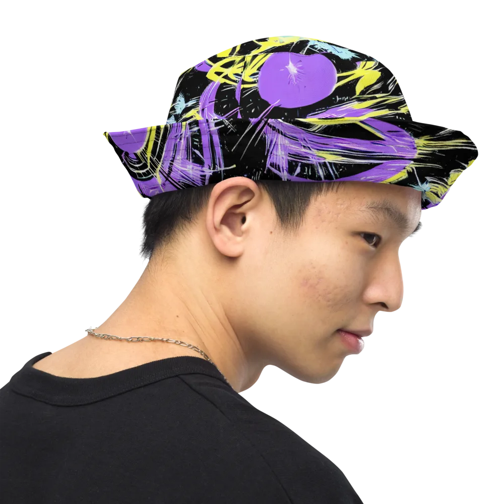 Blacklight Frenzy on Reversible Bucket Hat — Right Outside
