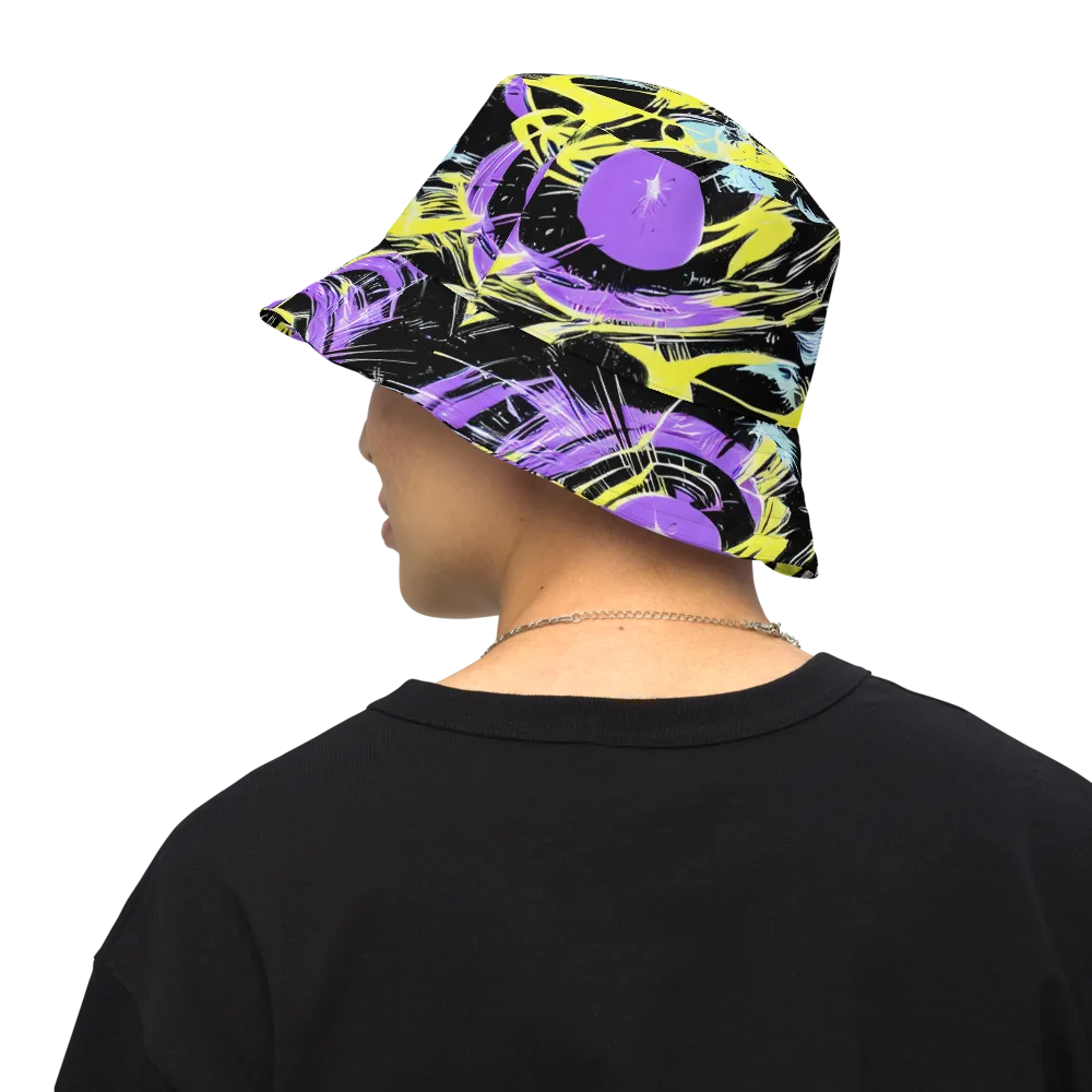 Blacklight Frenzy on Reversible Bucket Hat — Back Inside