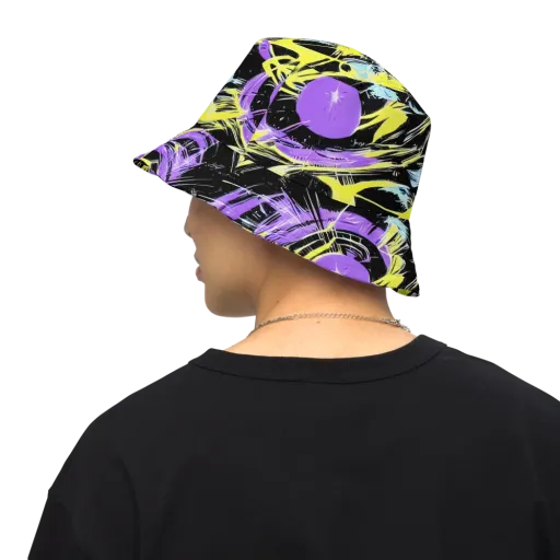 Blacklight Frenzy on a Reversible Bucket Hat