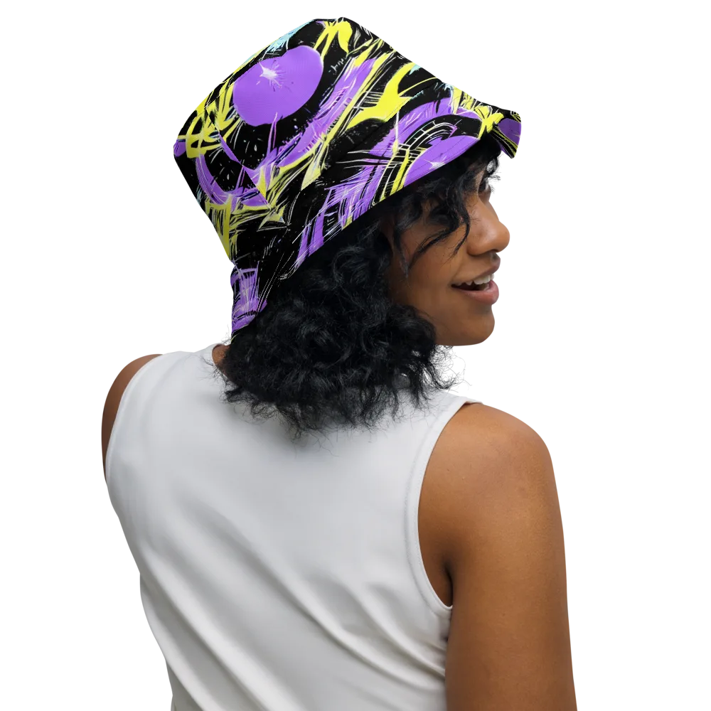 Blacklight Frenzy on Reversible Bucket Hat — Right Outside