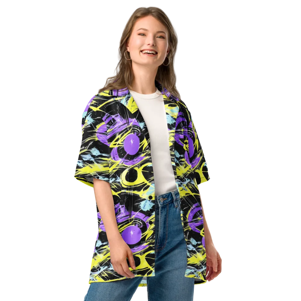 Blacklight Frenzy on Button Shirt — Front