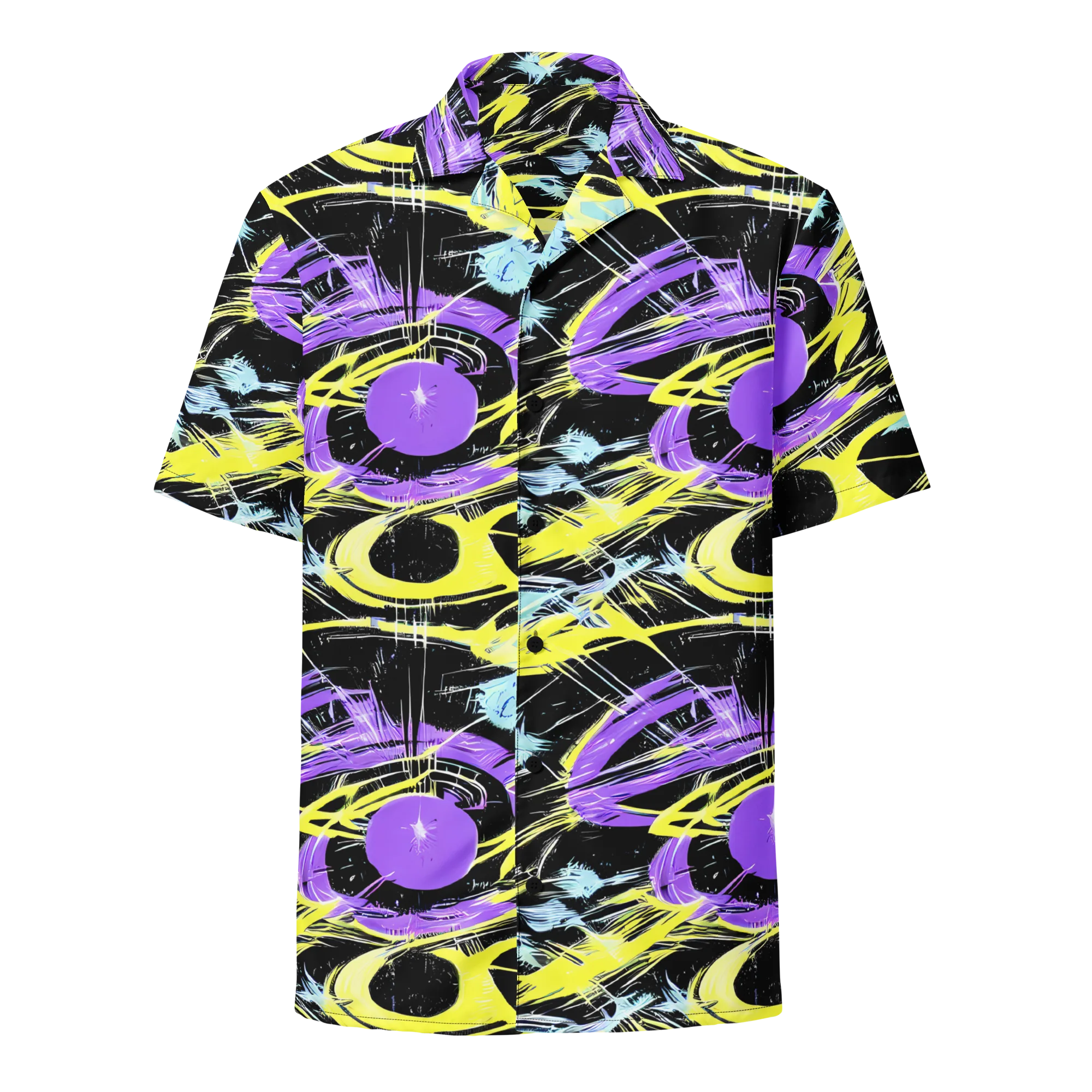 Blacklight Frenzy on Button Shirt — Front