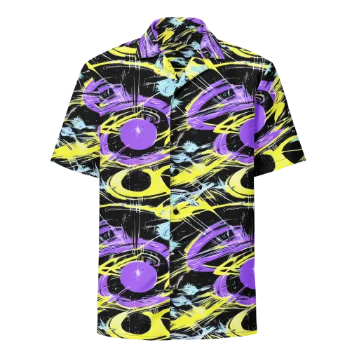 Blacklight Frenzy on a Button Shirt