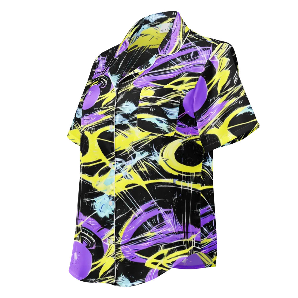 Blacklight Frenzy on Women's Short Sleeve Pajama Top — Left Front