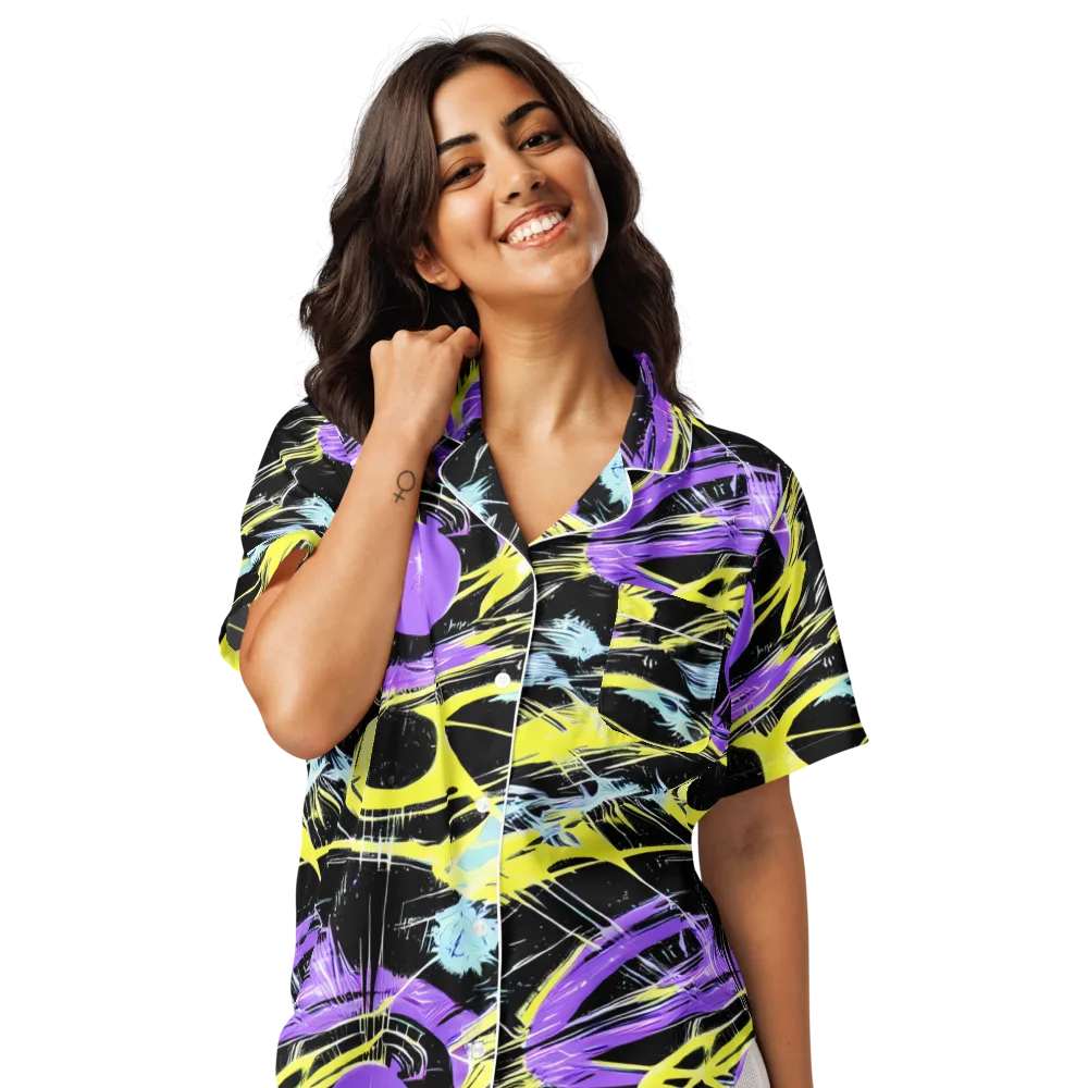 Blacklight Frenzy on Women's Short Sleeve Pajama Top — Front