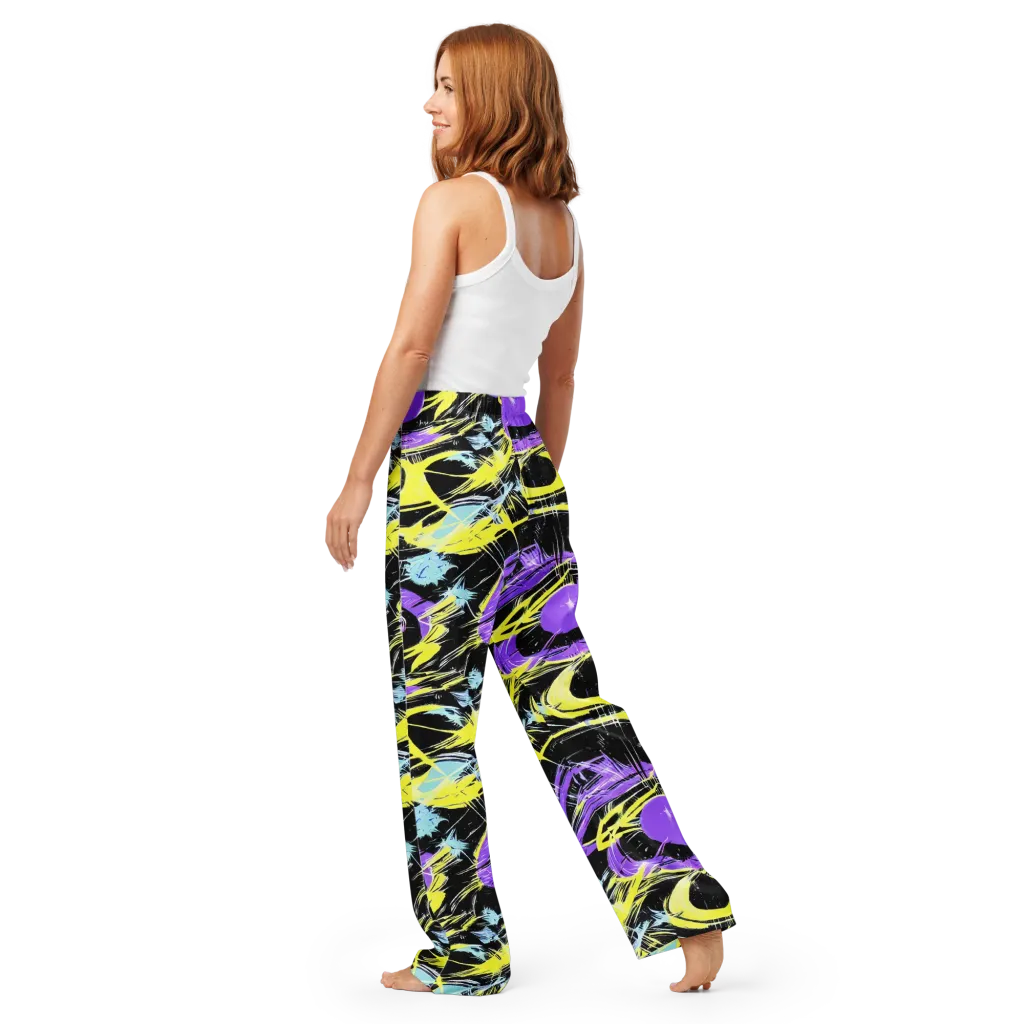 Blacklight Frenzy on Women's Pajama Pants — Back