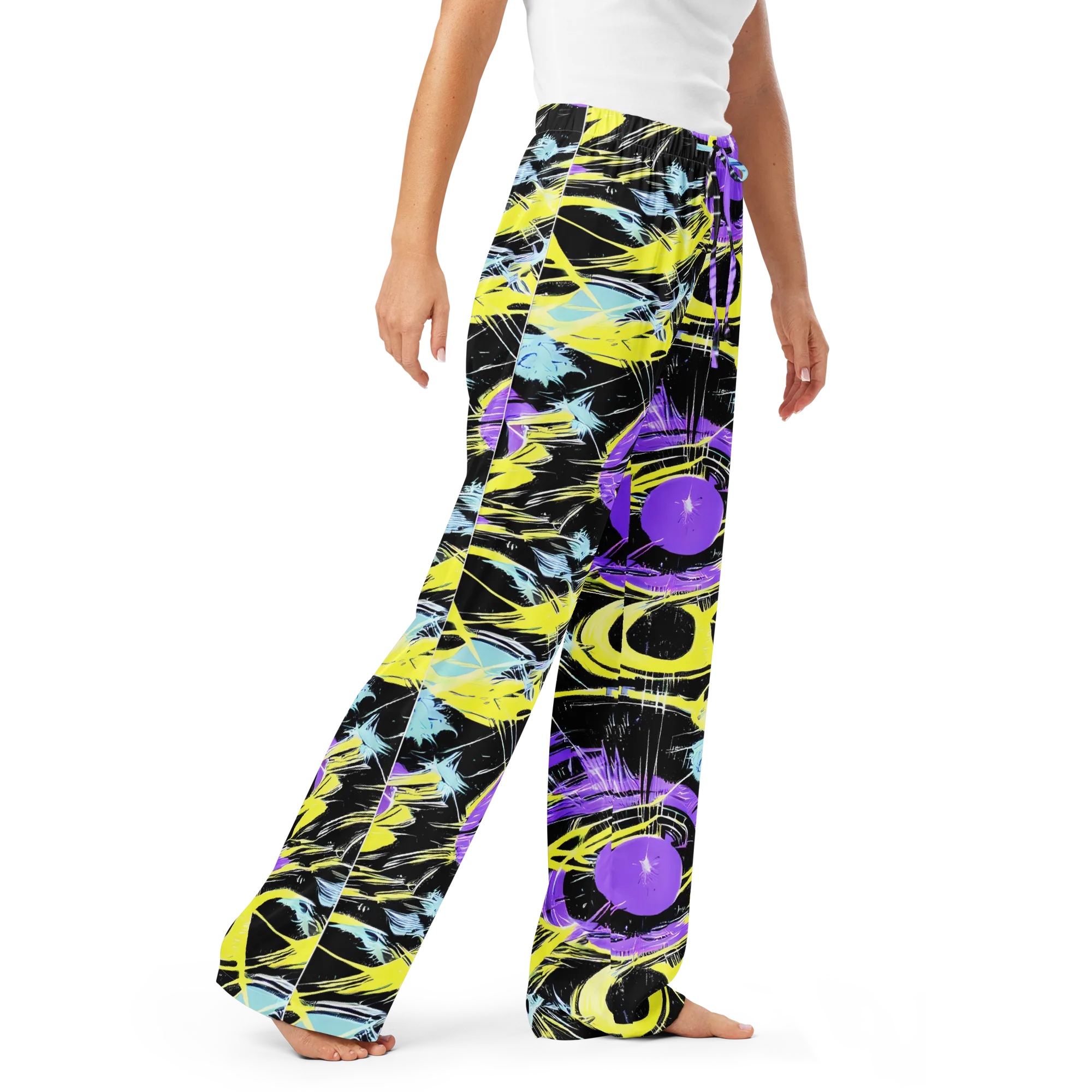 Blacklight Frenzy on Women's Pajama Pants — Right Front
