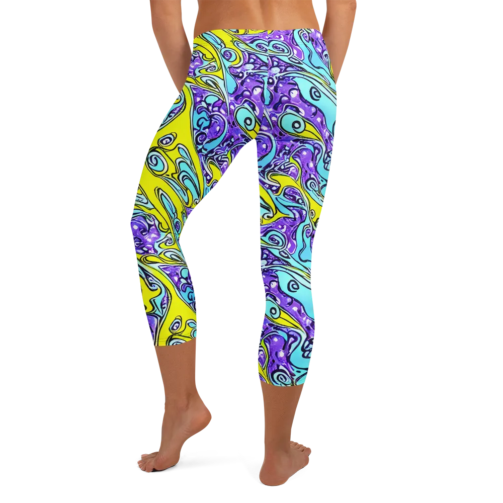 Aqua Acid on Capri Leggings — Back