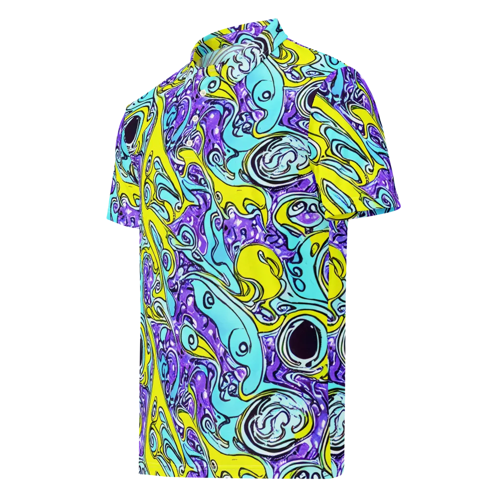 Aqua Acid on Men's Slim Fit Polo Shirt — Left Front
