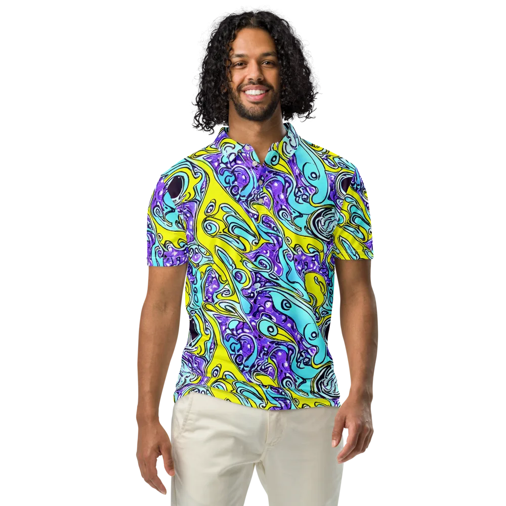 Aqua Acid on Men's Slim Fit Polo Shirt — Front