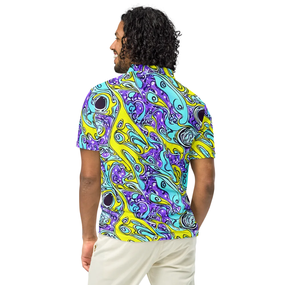 Aqua Acid on Men's Slim Fit Polo Shirt — Back