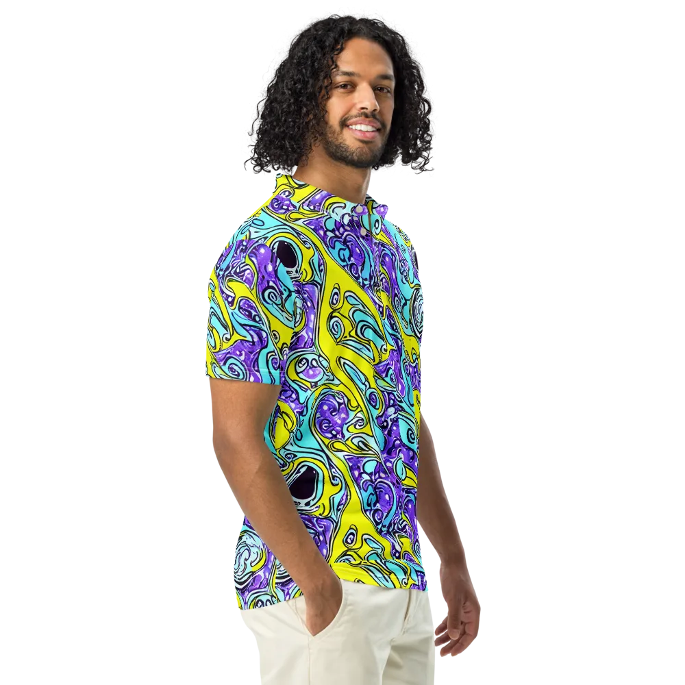 Aqua Acid on Men's Slim Fit Polo Shirt — Right Front