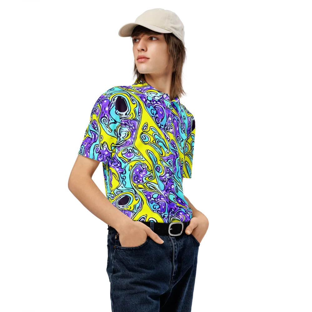 Aqua Acid on Men's Slim Fit Polo Shirt — Right Front