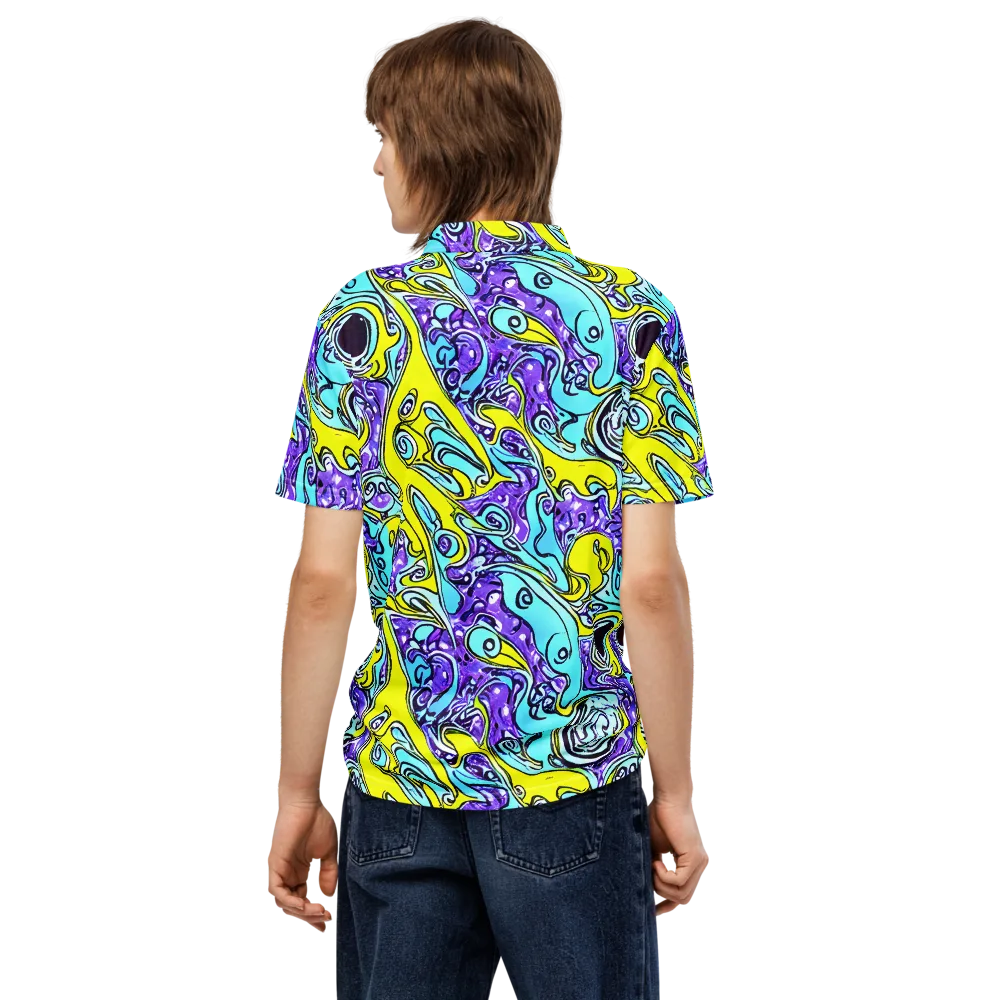 Aqua Acid on Men's Slim Fit Polo Shirt — Back
