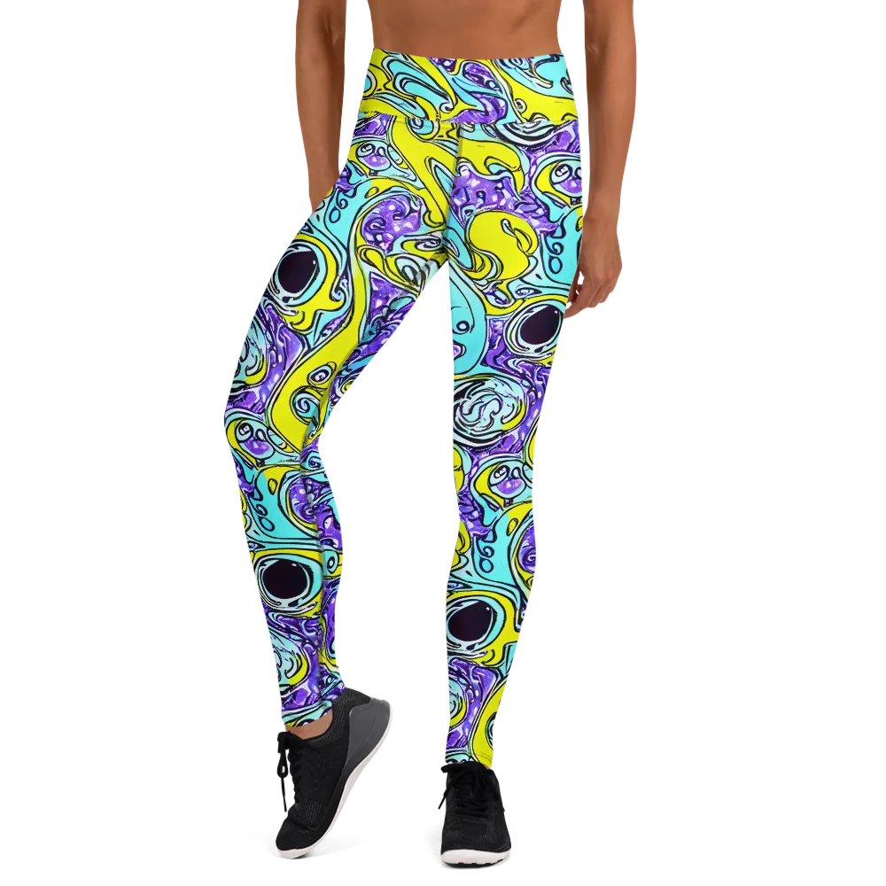 Aqua Acid on Yoga Leggings — Front