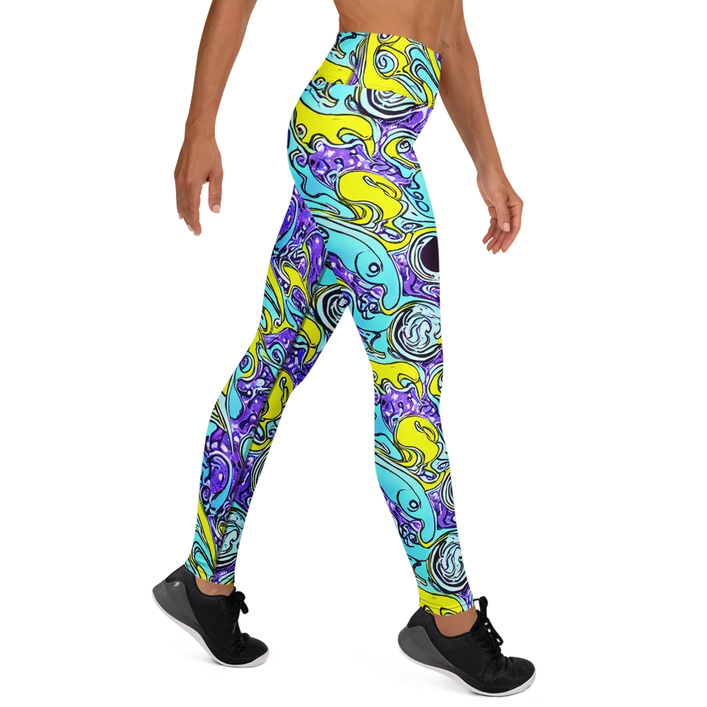 Aqua Acid on Yoga Leggings — Right