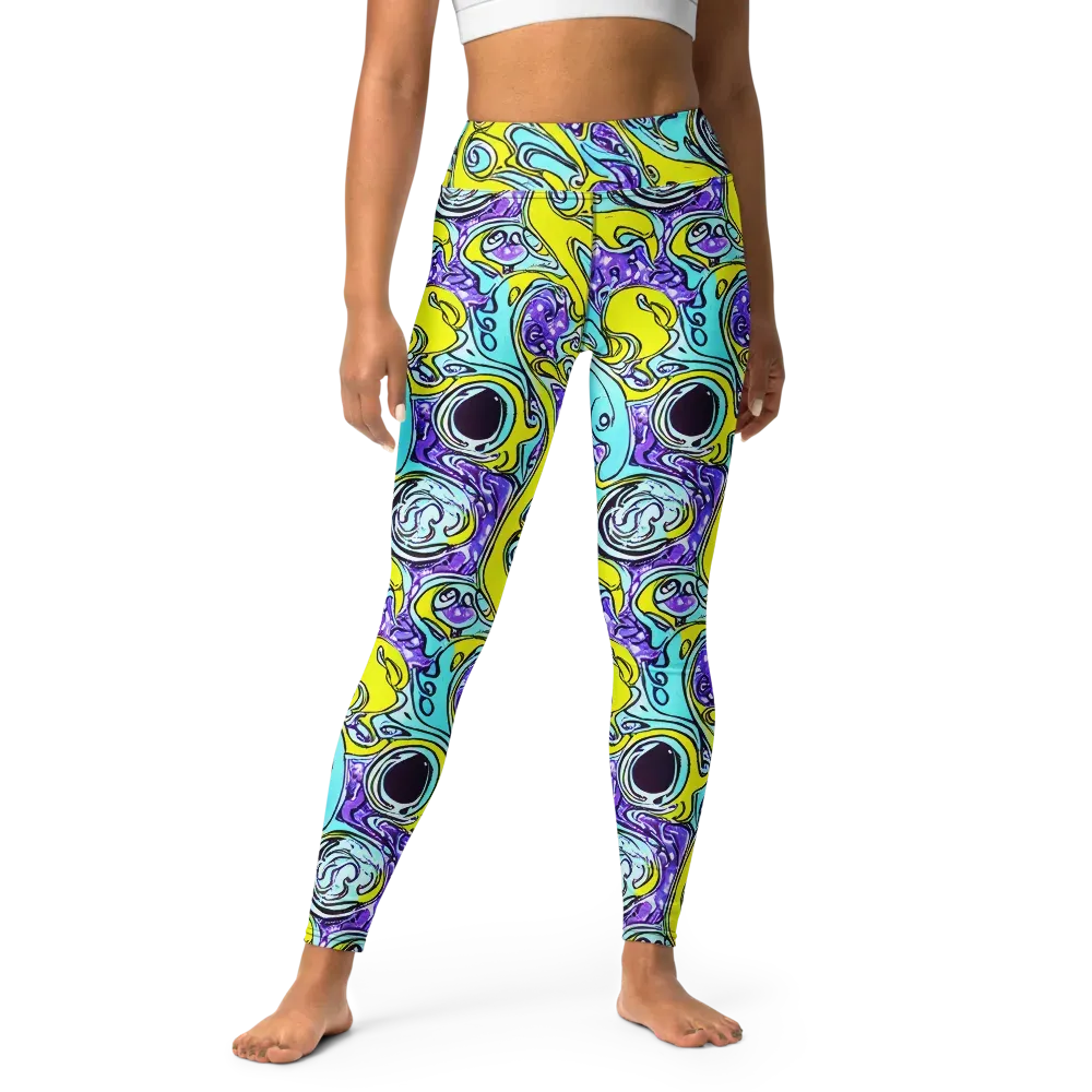 Aqua Acid on Yoga Leggings — Front