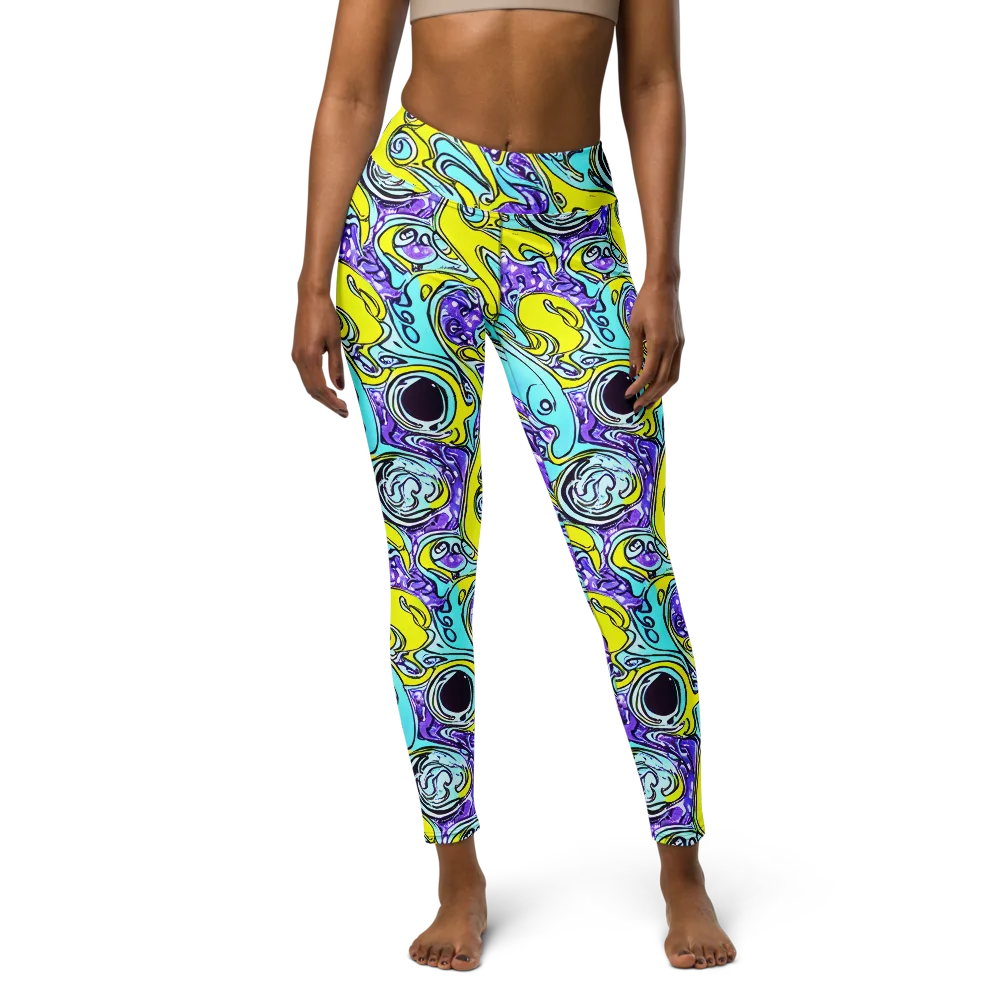 Aqua Acid on Yoga Leggings — Front