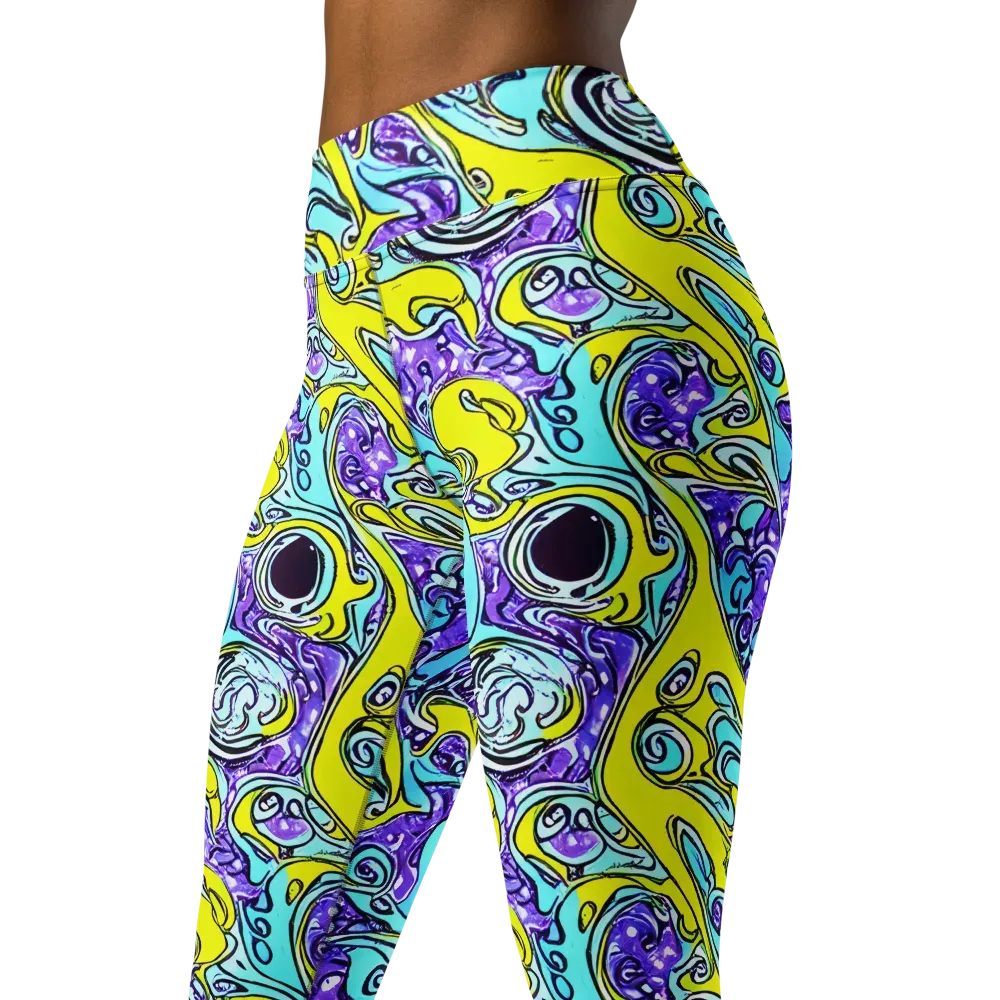 Aqua Acid on Yoga Leggings — Left Front
